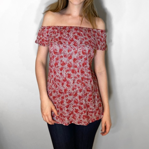 MICHAEL Michael Kors Tops - MICHAEL KORS off the shoulder stretchy flowy shirt red pink white size small